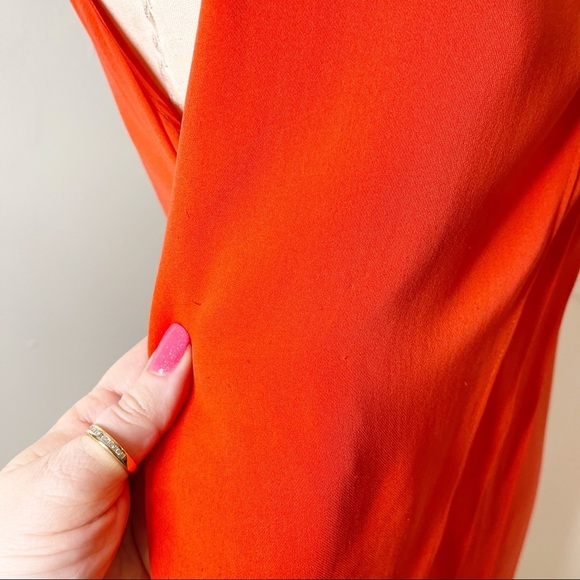 Parker Orange Silk Flowy Dress with Asymmetrical Hem Medium - Picture 9 of 10